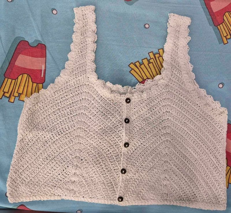 Crochet Button-Front Tank Top