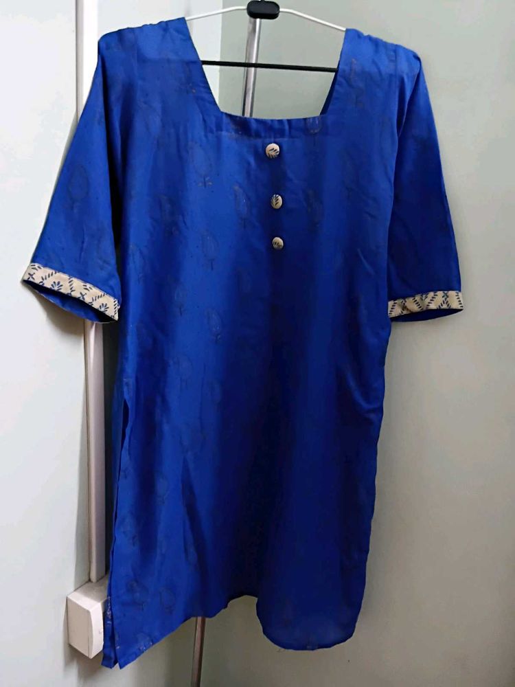 Elegant Blue Kurti With Pajama And Dupatta