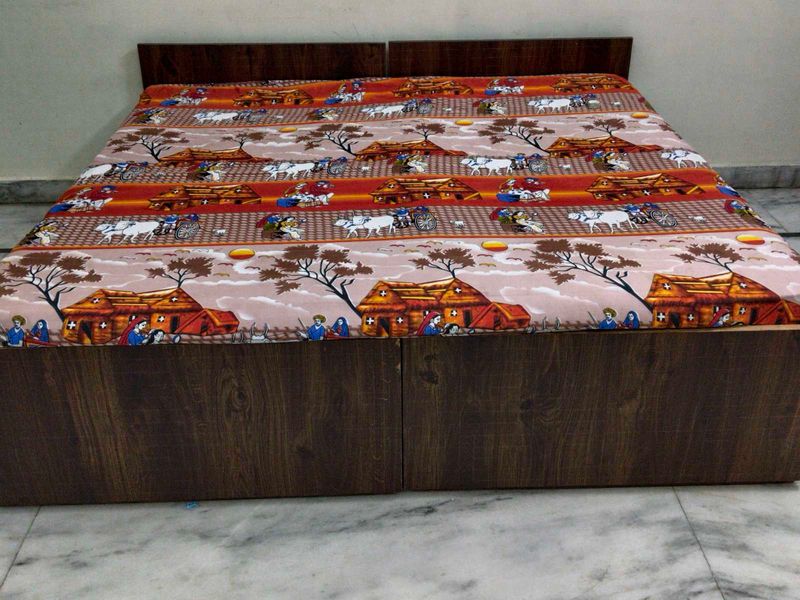 Vibrant Cotton Bedsheet with Village Scene