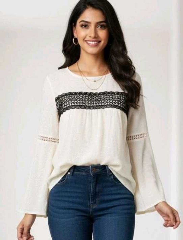 Elegant Cream Long Sleeve Blouse