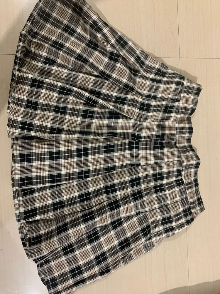 Plaid Pleated Skirt