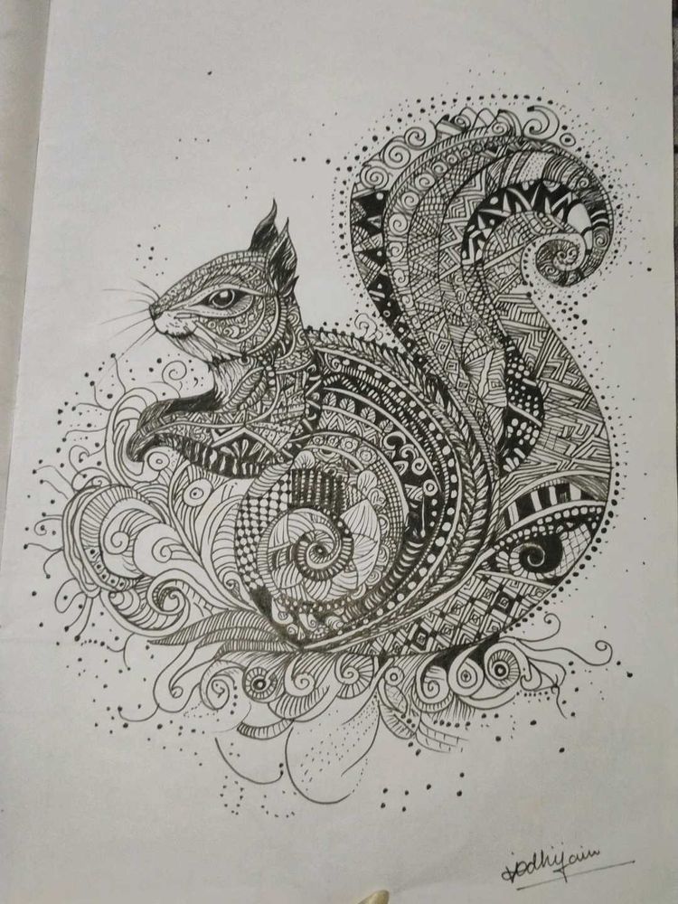 Zentangle Squirrel Art