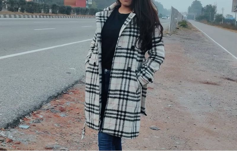 Classic Plaid Double-Breasted Coat