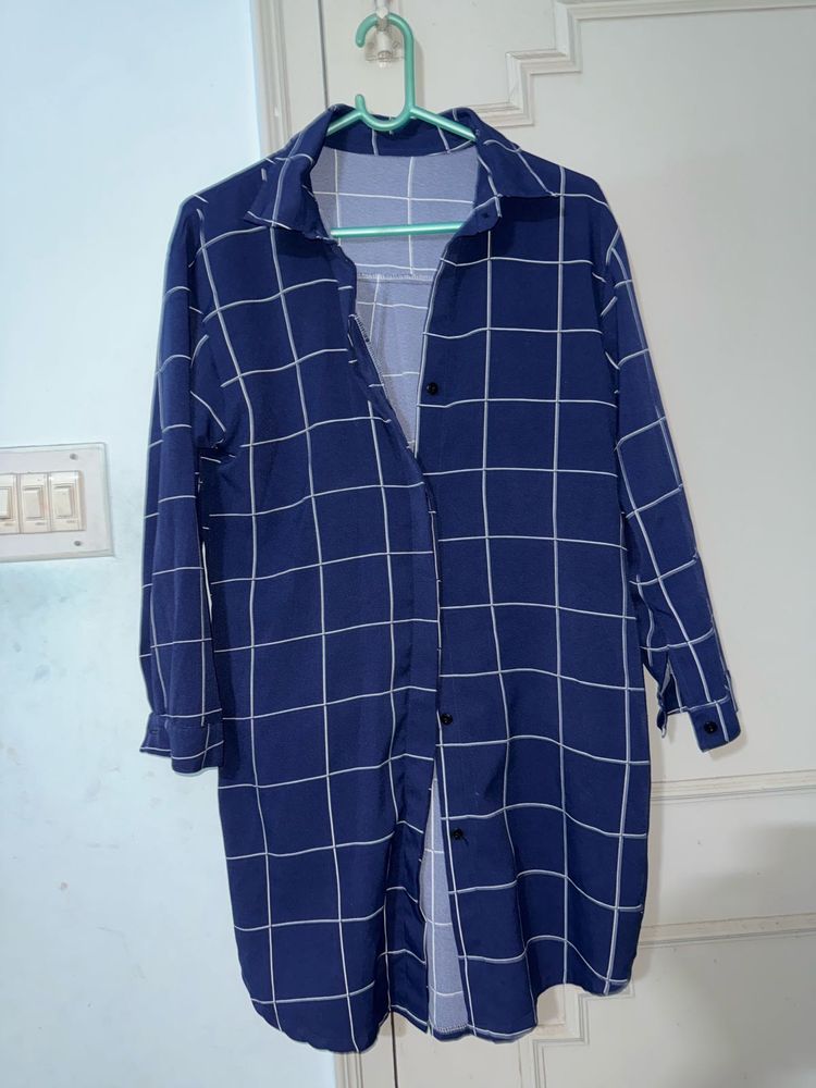 Blue Checkered Long Shirt