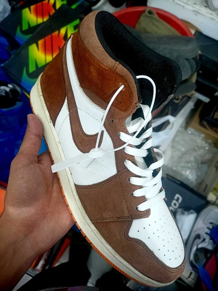 Nike Men's Brown &amp; White High-Top Sneakers