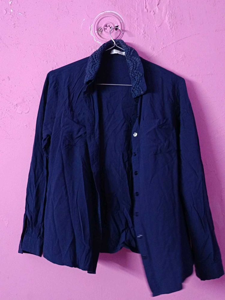 Stylish Blue Button-Up Shirt