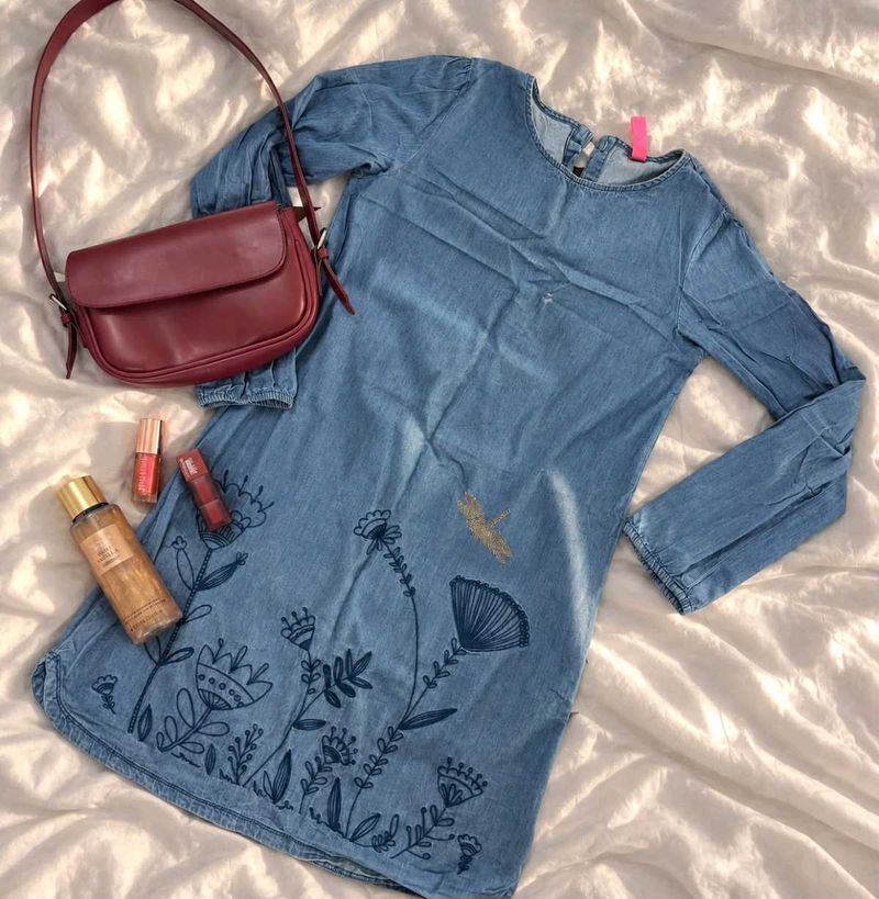 Denim Floral Dress