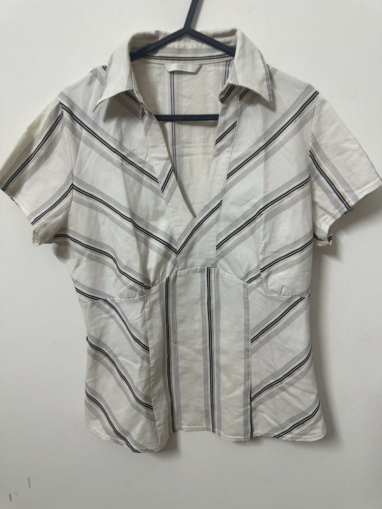 Striped V-Neck Short Sleeve Top ✨