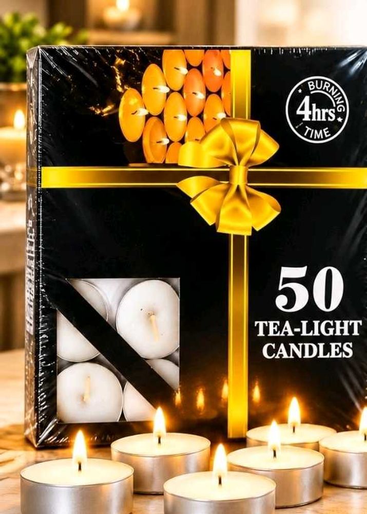 50 Tea-Light Candles - 4 Hour Burn Time