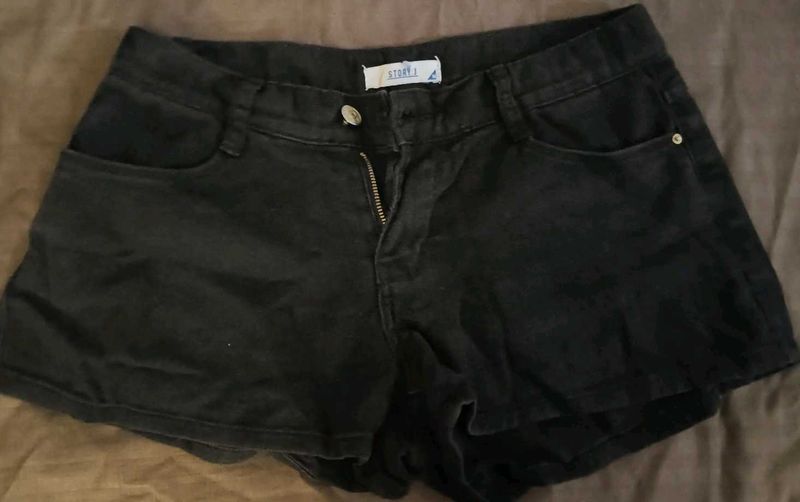 Black Denim Shorts