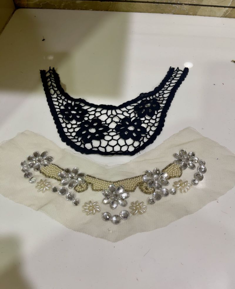 Embellished Lace Collar Applique
