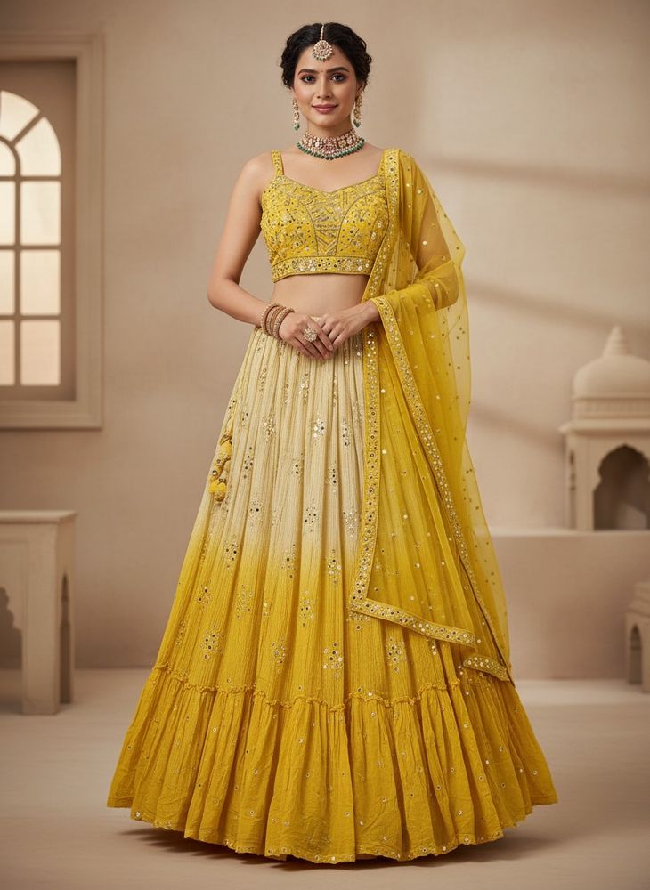 Yellow Heavy Lehenga Choli Set