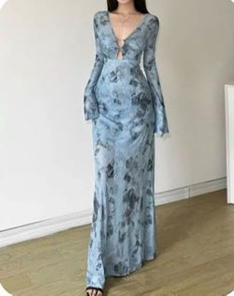 mesh blue party dress