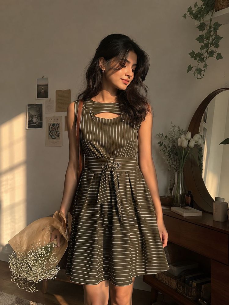 striped y2k midi dress