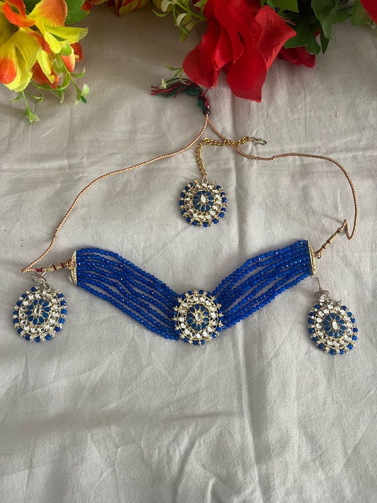 Blue Beaded Jewelry Set
