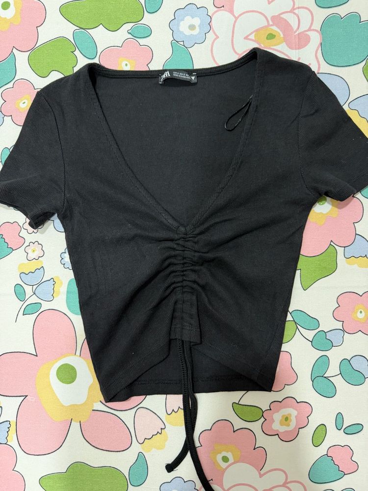 (S) Zara Black Crop Top
