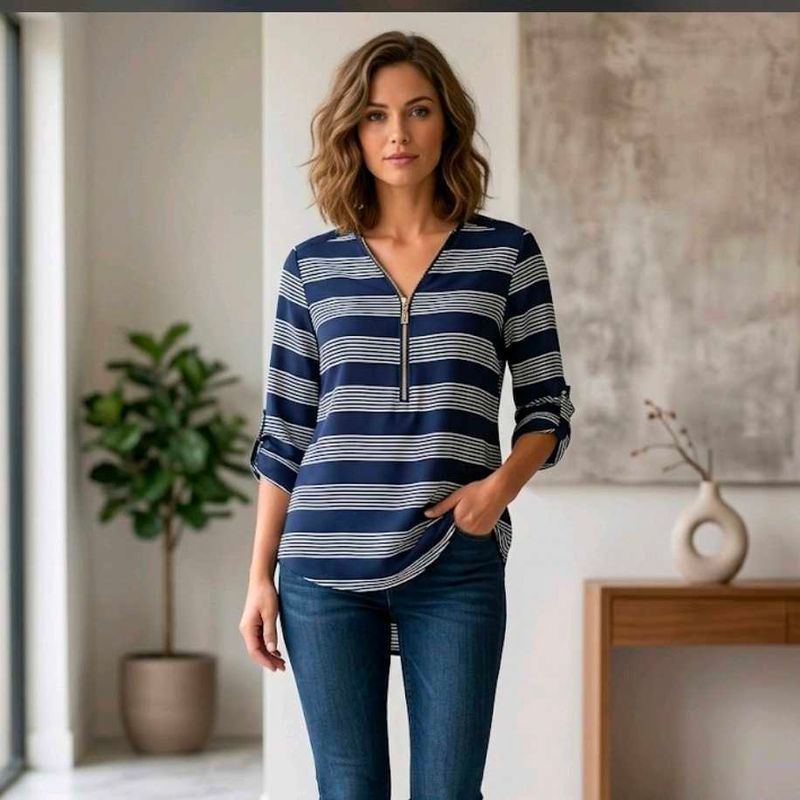 blue Zip-Up top with free jeans