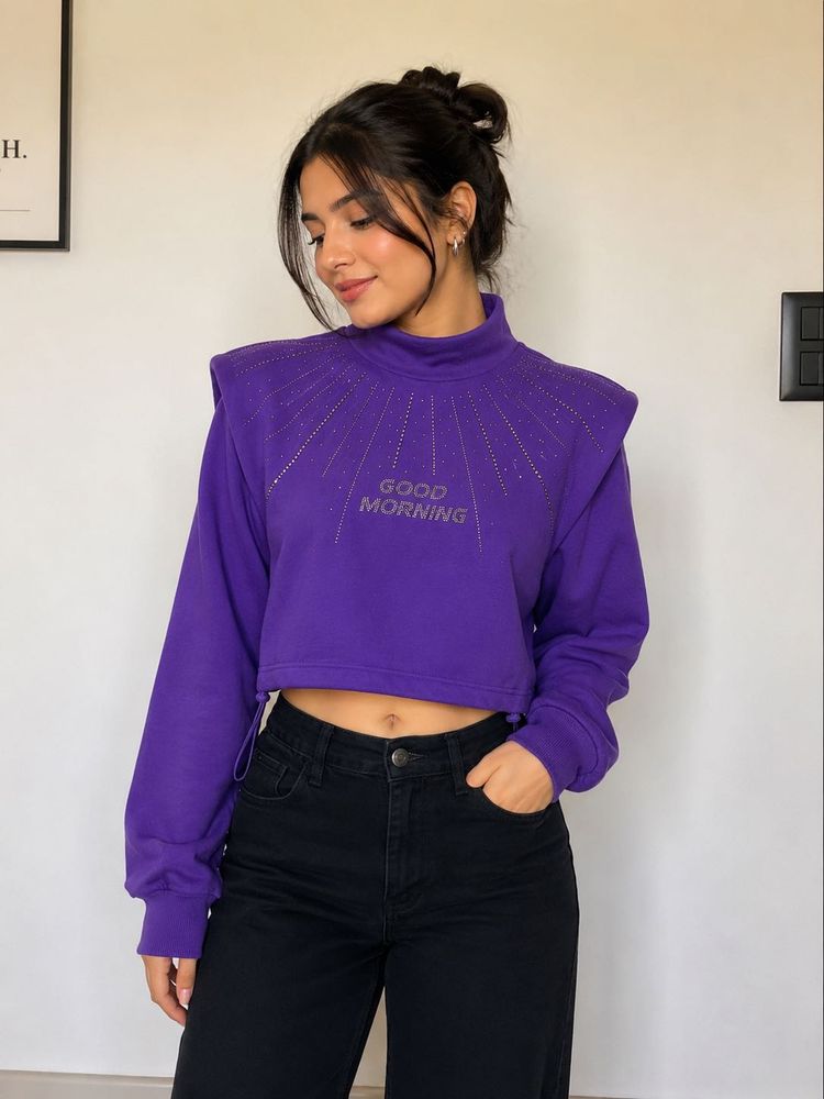 Vibrant Purple Cropped Sweatshirt
