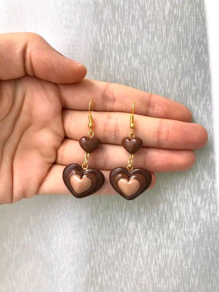 Chocolate Heart Dangle Earrings