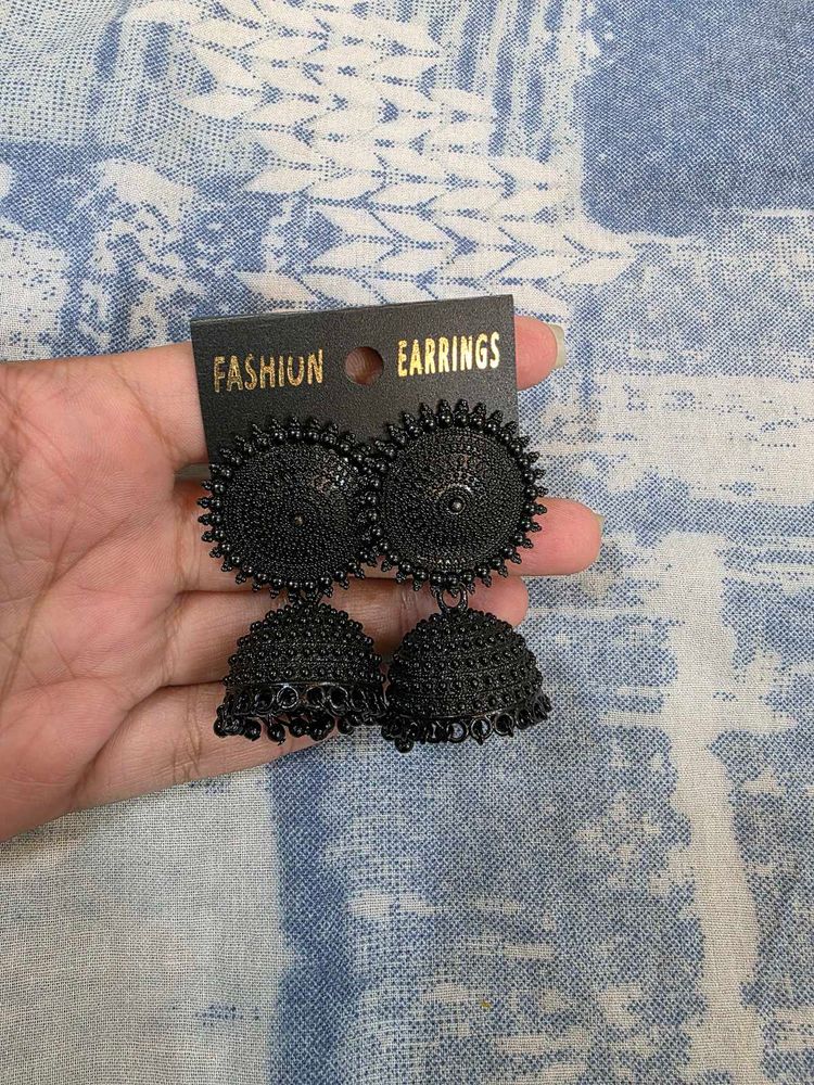 Black Jhumka Earrings