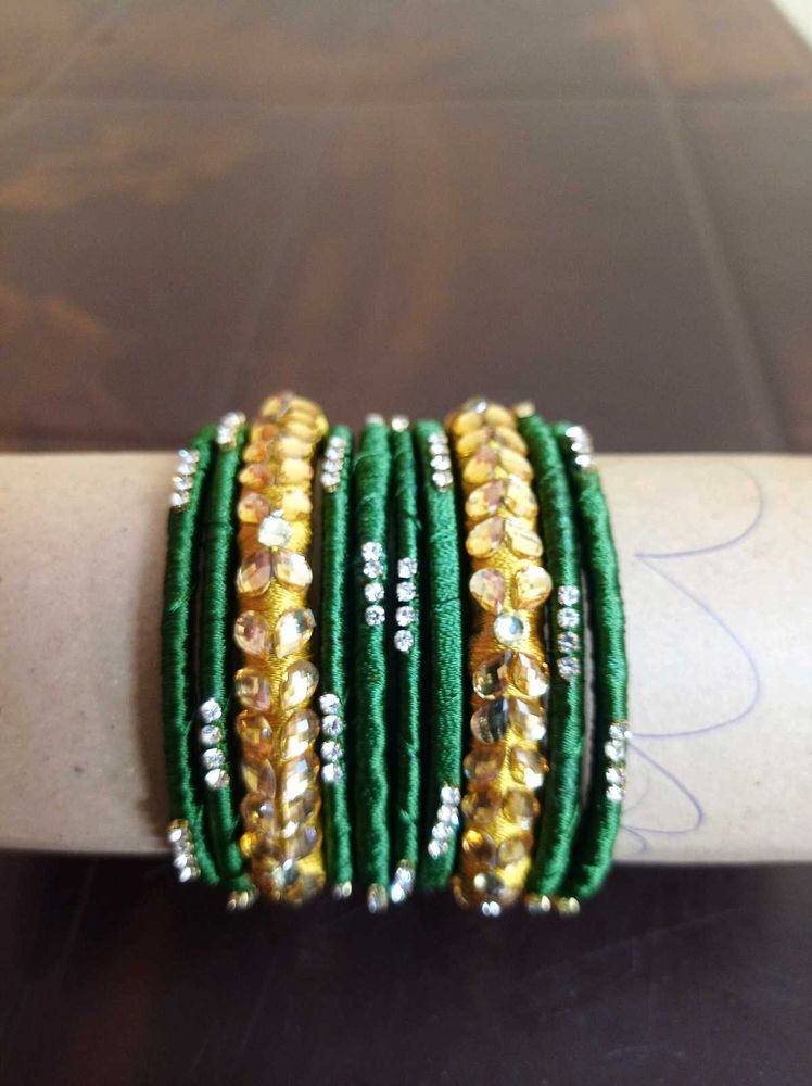 Green &amp; Gold Bangle Set