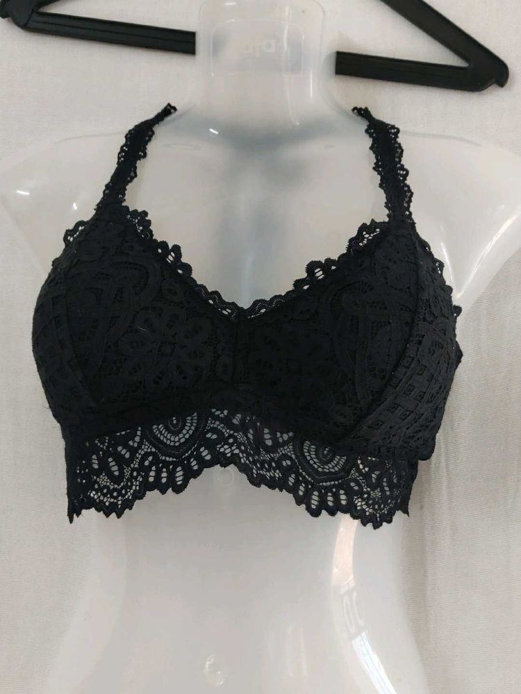 auden Black Lace Halter Bra