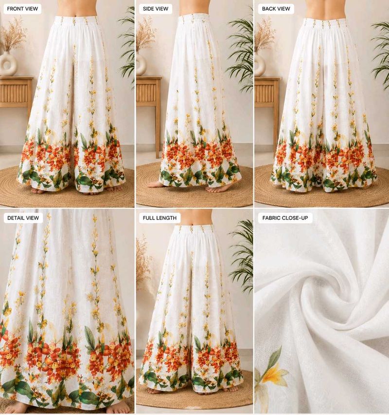 Women Floral Printed Flared Palazzo Pants | Soft C