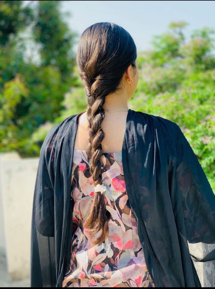 Sheer Black Dupatta with Floral Print