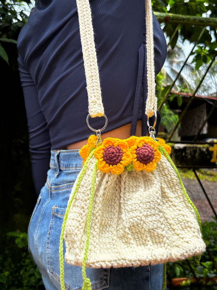 Handmade Crochet Sunflower Bag