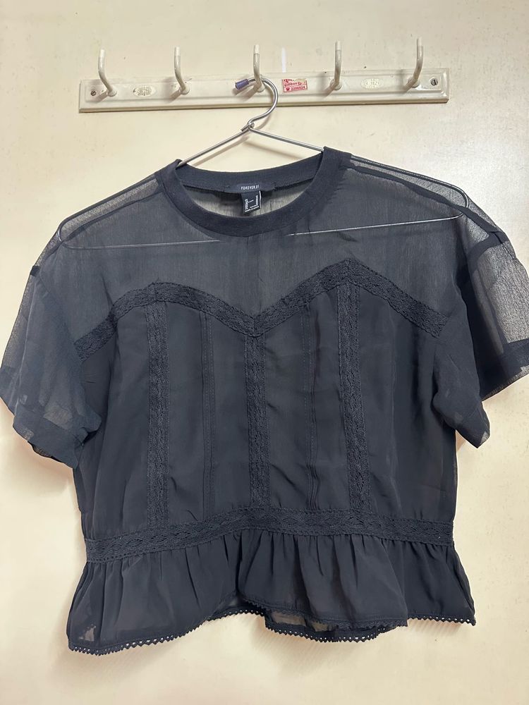 forever 21 black sheer top