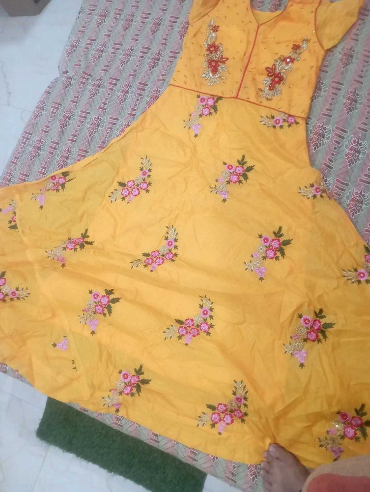 Beautiful Yellow Embroidered Gown
