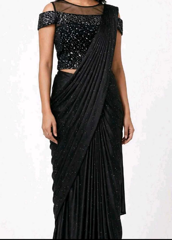 Stunning Black Sequined Saree