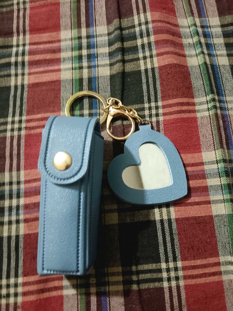 Blue Heart Keychain Holder