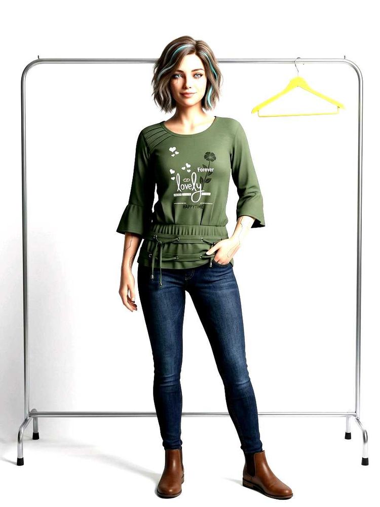 Stylish Green Tunic with Bell Sleeves