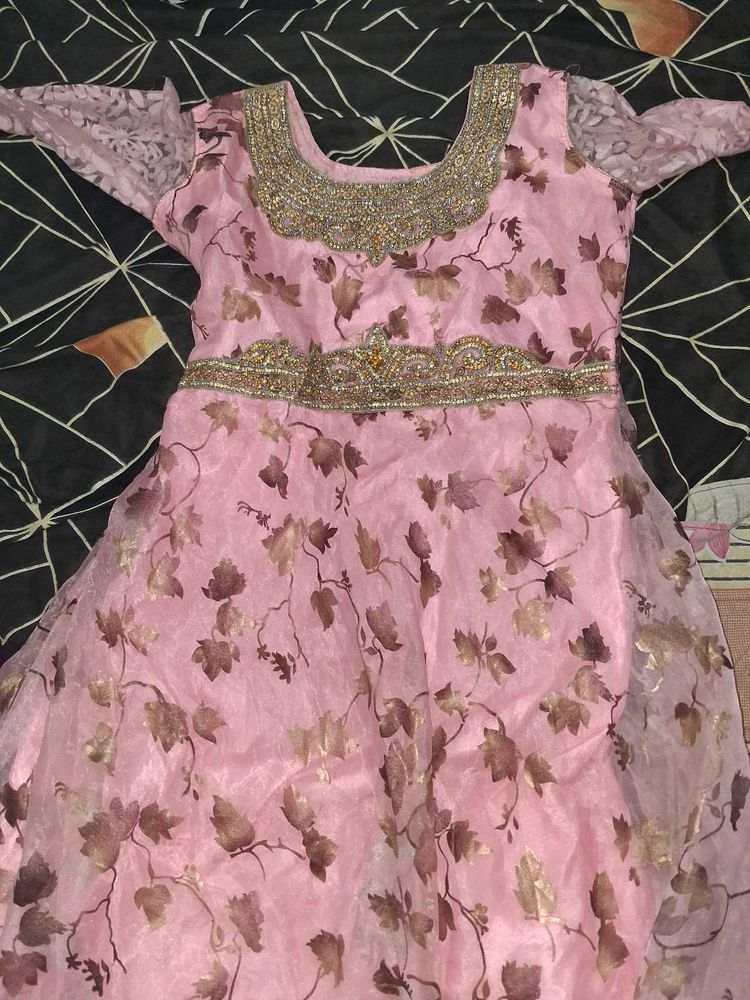 Beautiful Pink Embroidered Ethnic Gown