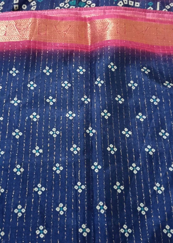 New Blue Bandhani Print Saree