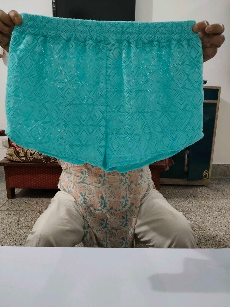 Sea Green Lace Swim Cover-Up Shorts