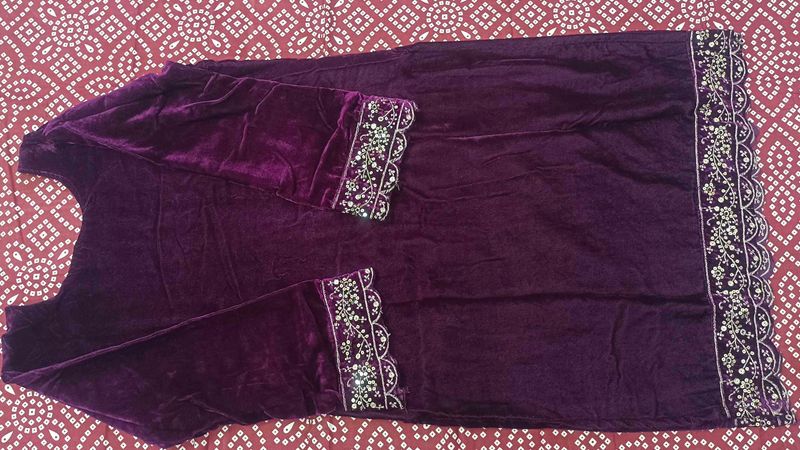 Purple Velvet Kurti
