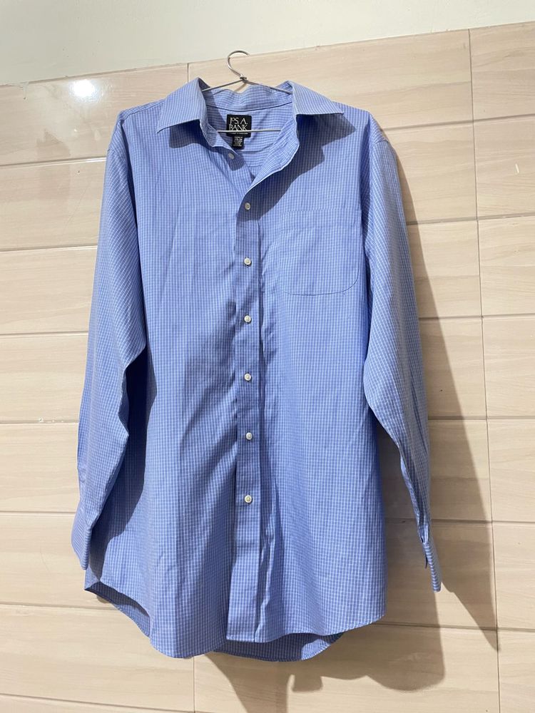 Imported Classic Blue Gingham Button-Down Shirt