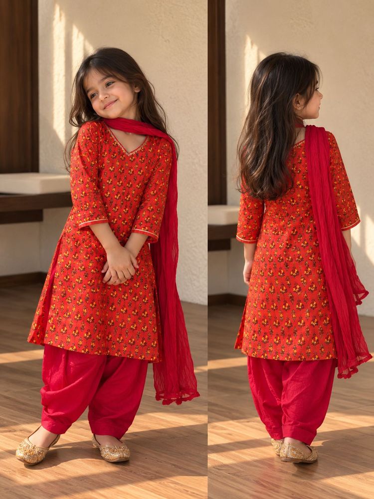 Vibrant Red Ethnic Kurta Set