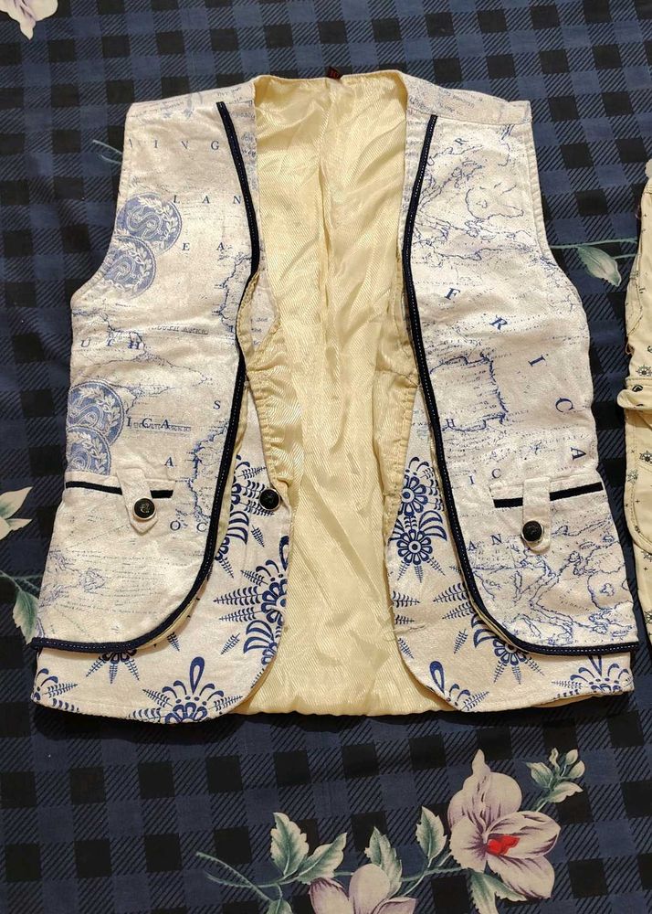 Unique Map Print Waistcoat