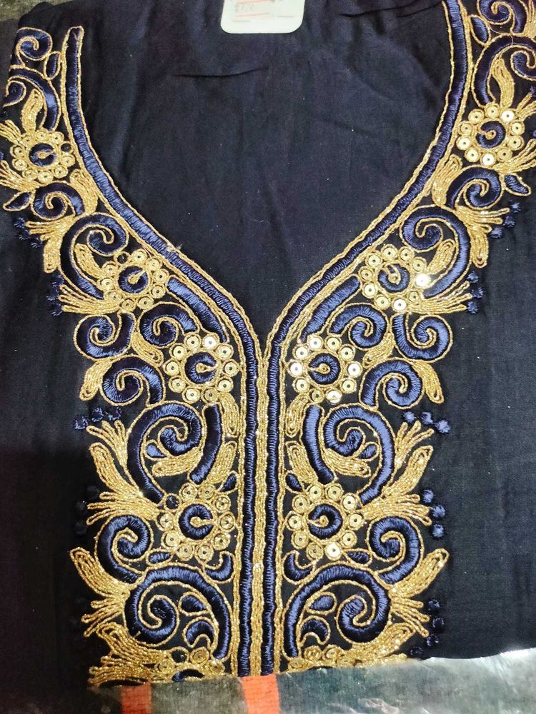 Embroidered Navy suit material