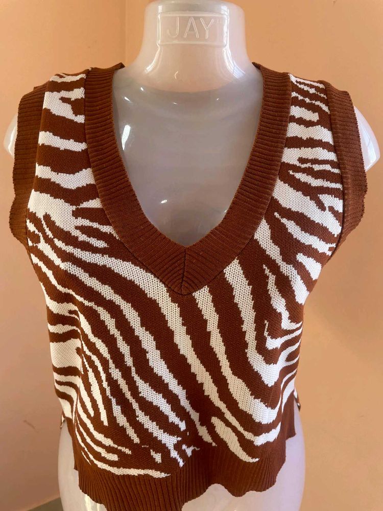 Zebra Print Knit Top