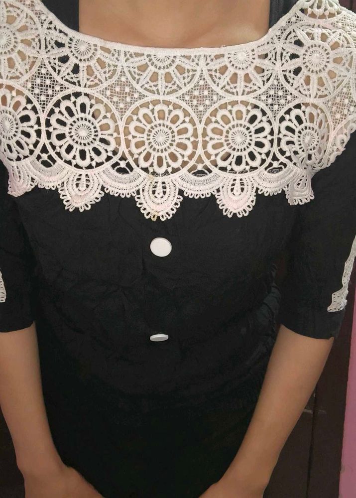 Black Lace Trim Top
