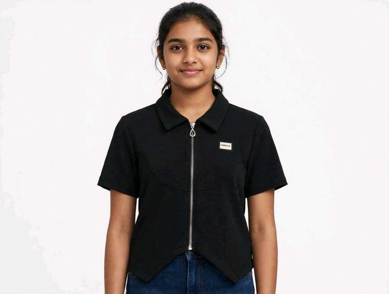 Stylish Black Zipper Top