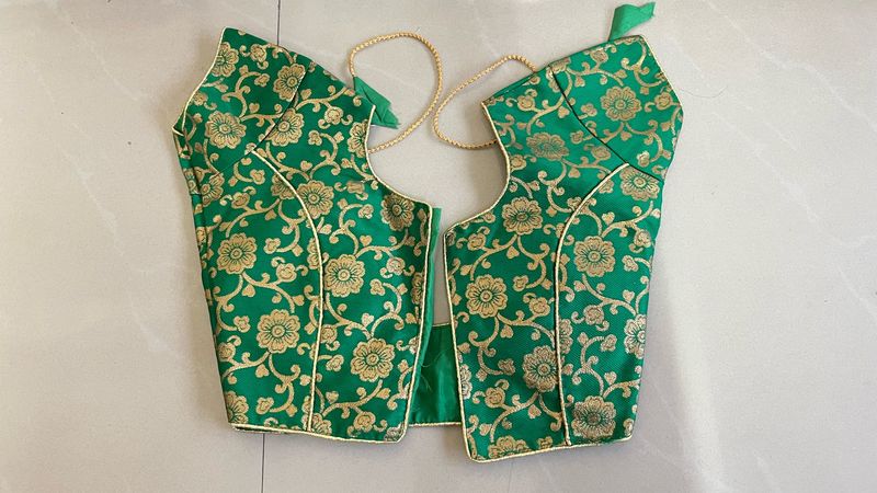 Elegant Green Floral Brocade Blouse