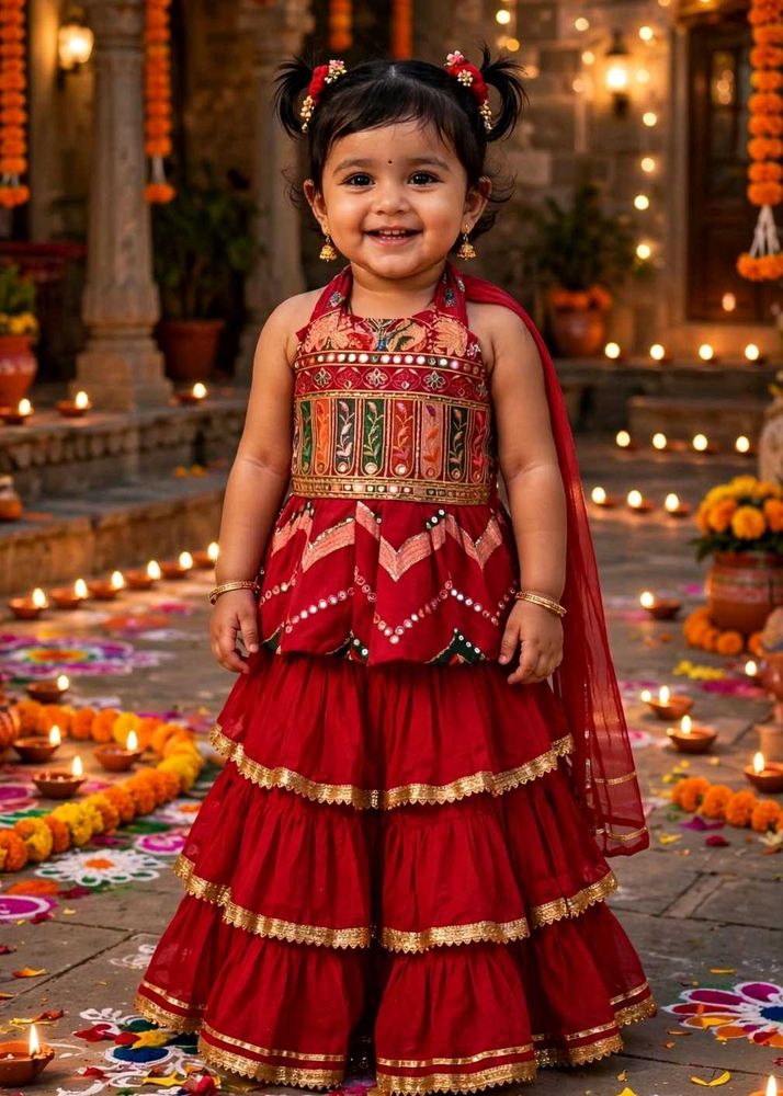 💕 Rose Pink Baby girl Lahenga 💕