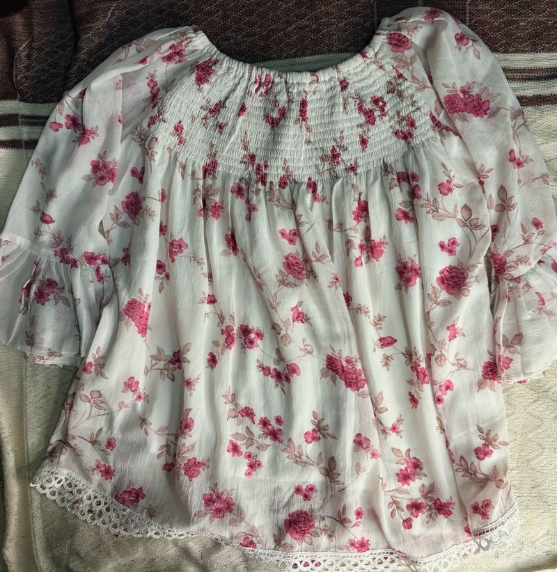 Boho Floral Off-Shoulder top