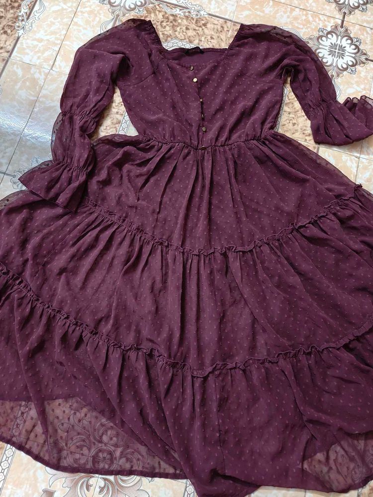 Burgundy Tiered Dress