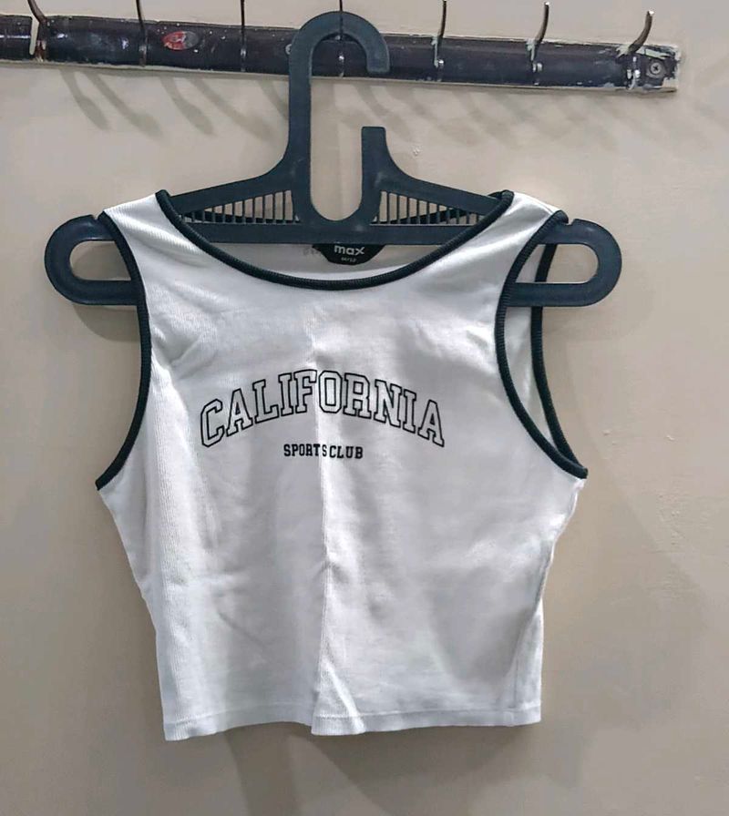 White "California" Graphic Crop Top